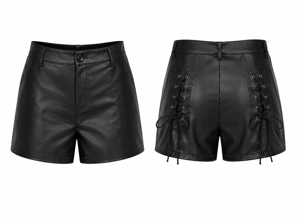 Midnight Lace Faux Leather Shorts
