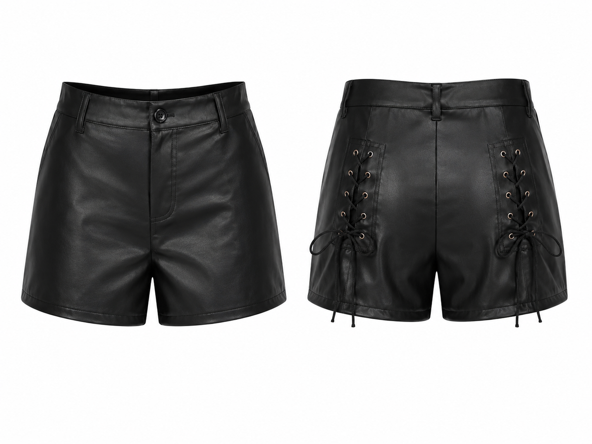 Midnight Lace Faux Leather Shorts