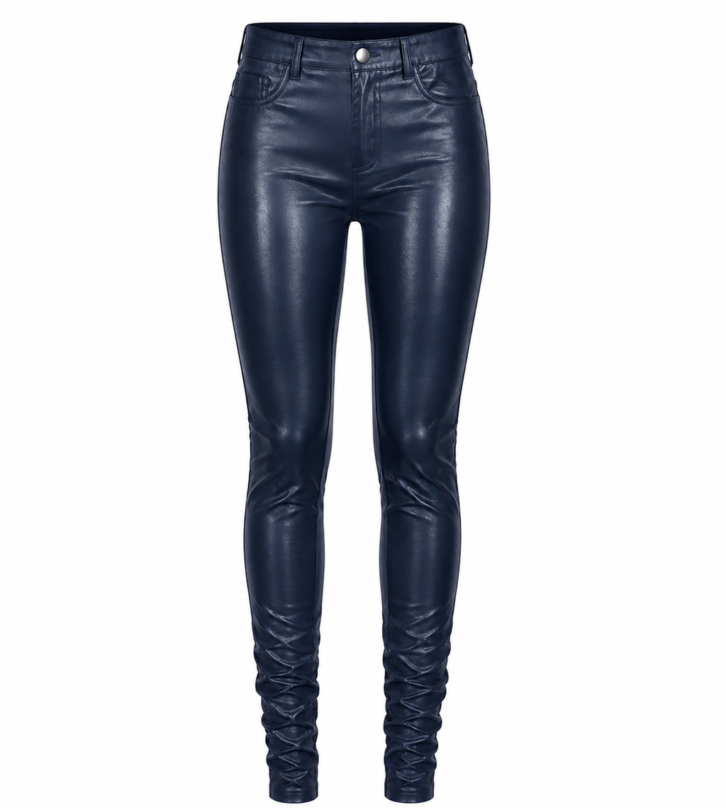Navy Luxe Faux Leather Pants