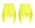 Neon Fringe Denim Shorts