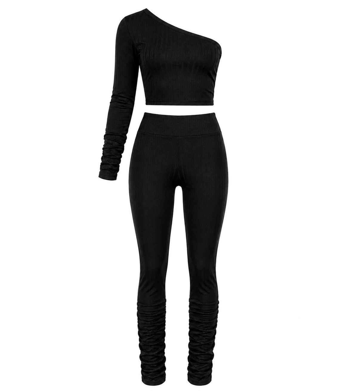 Midnight Muse One-Shoulder Ruched Set