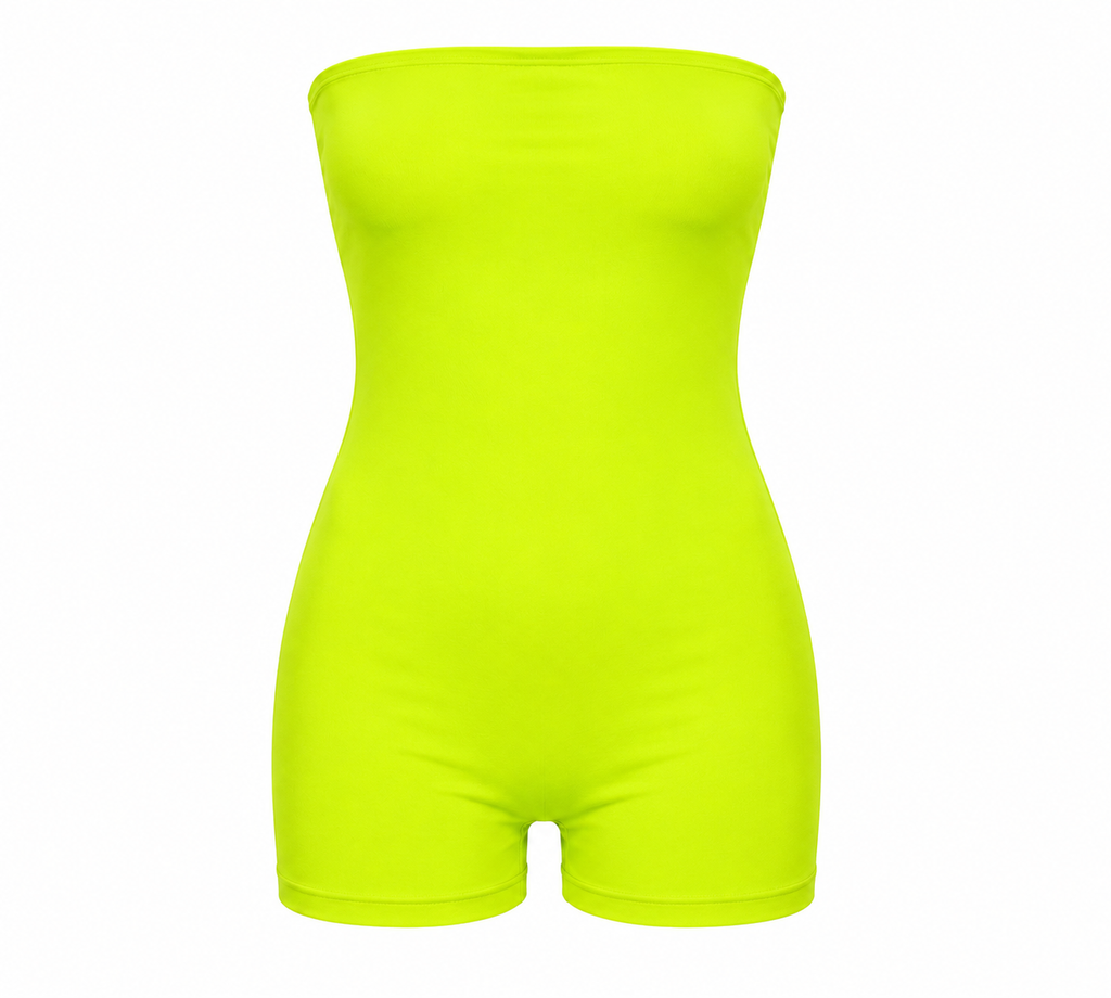 Neon  Glow Strapless Bodycon Romper