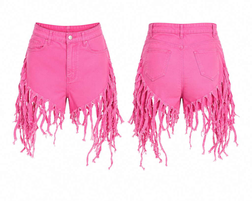 Pink Rebel Fringe Shorts