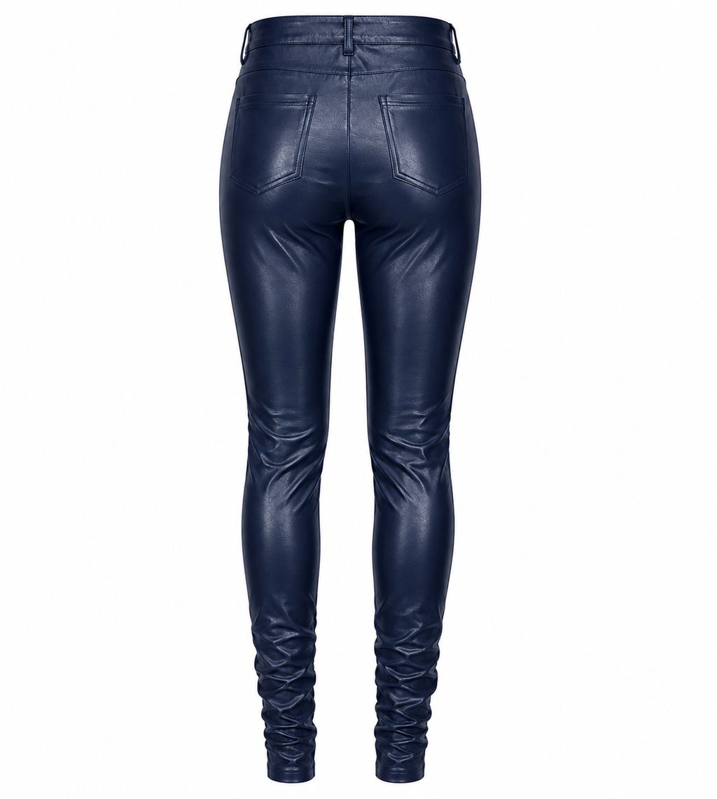 Navy Luxe Faux Leather Pants