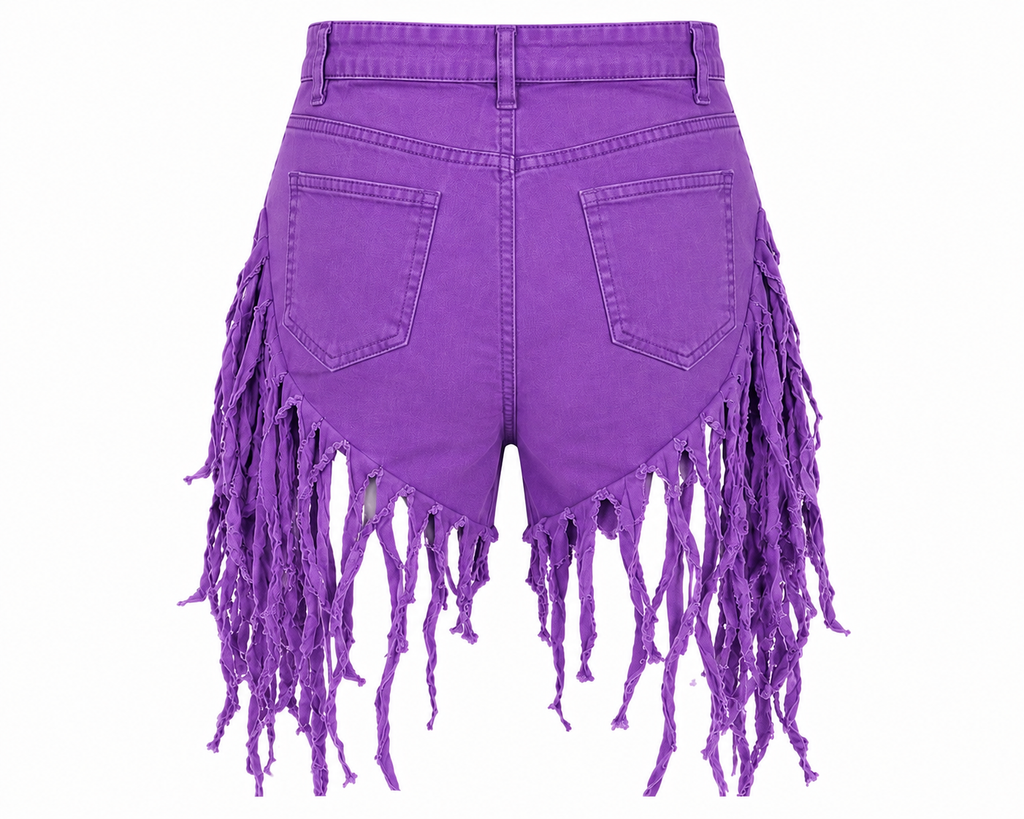 Purple Reign Fringe Shorts