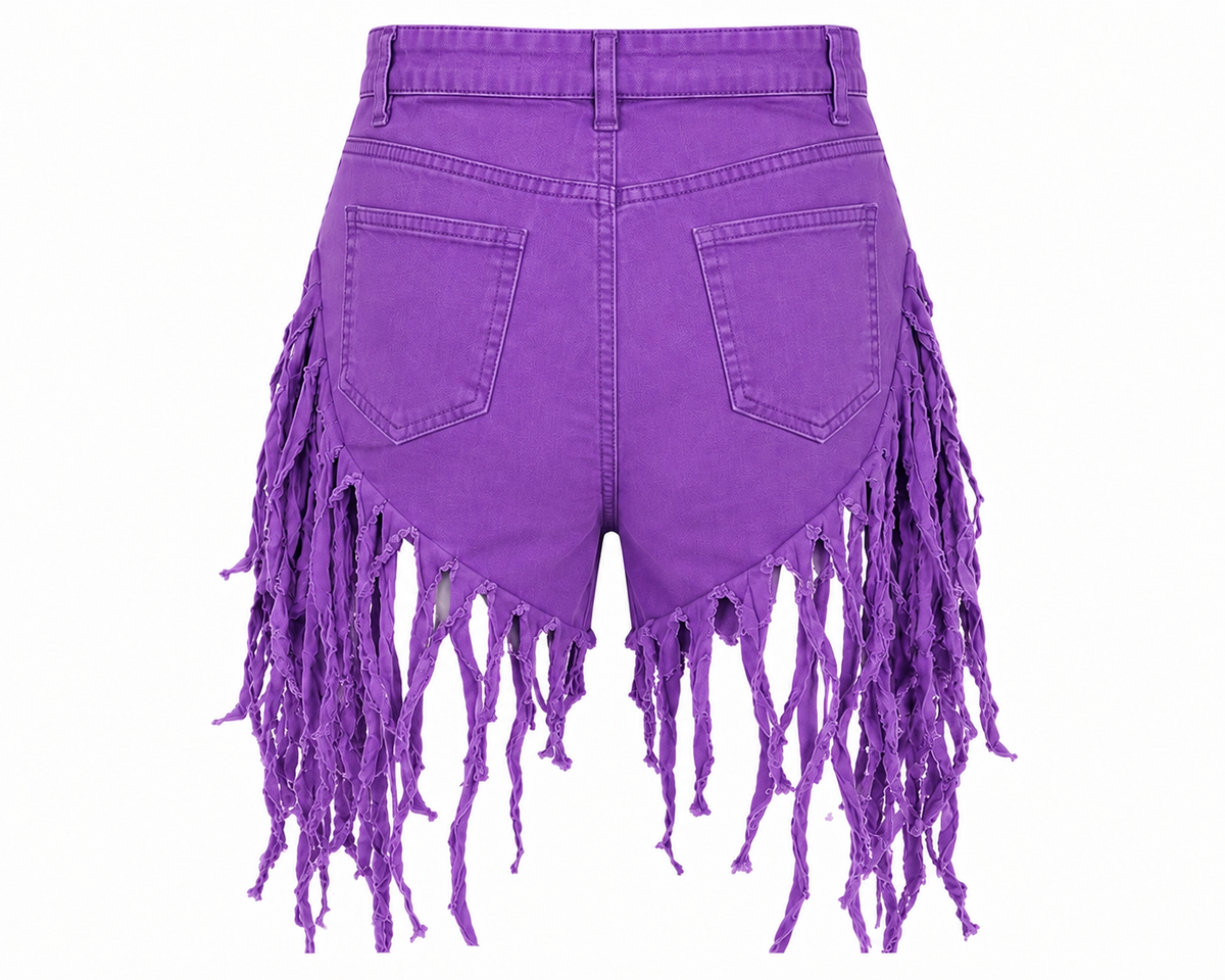 Purple Reign Fringe Shorts