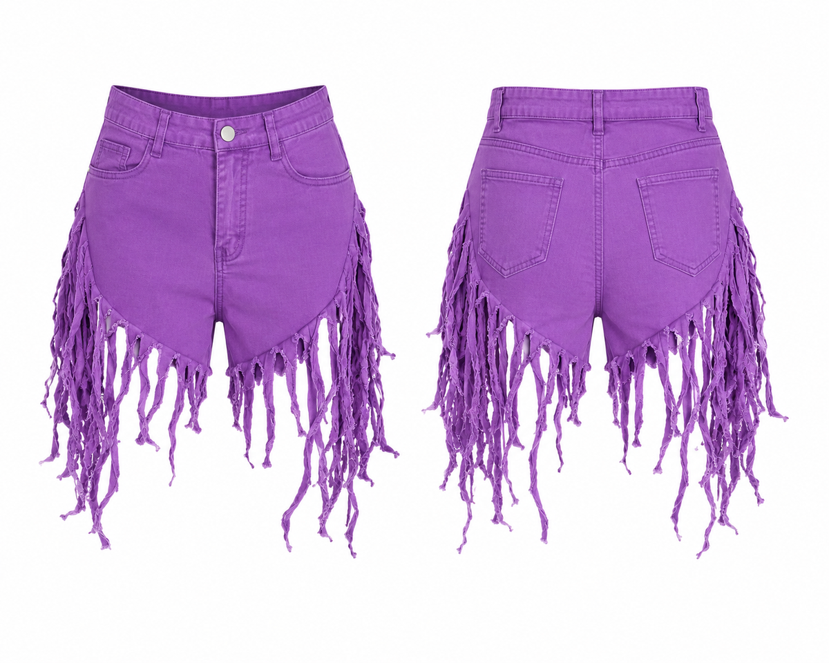 Purple Reign Fringe Shorts