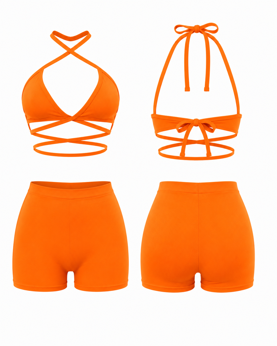 Sunset Escape Halter Wrap Short Set