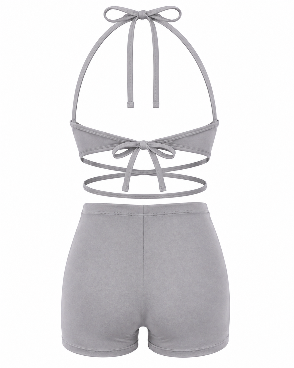 Silver Halter Wrap Short Set