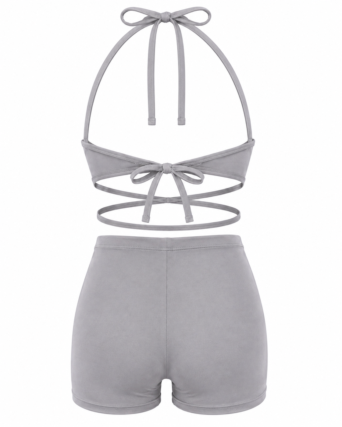 Silver Halter Wrap Short Set