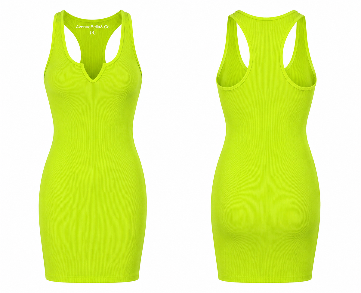 Electric Glow Ribbed Bodycon Dress