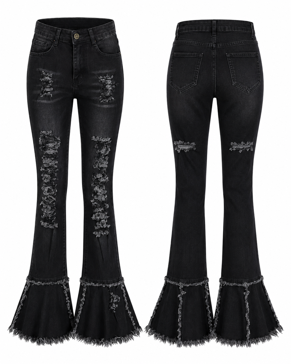 Midnight Ruffle Flare Jeans