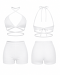 Ivory Escape Halter Wrap Short Set