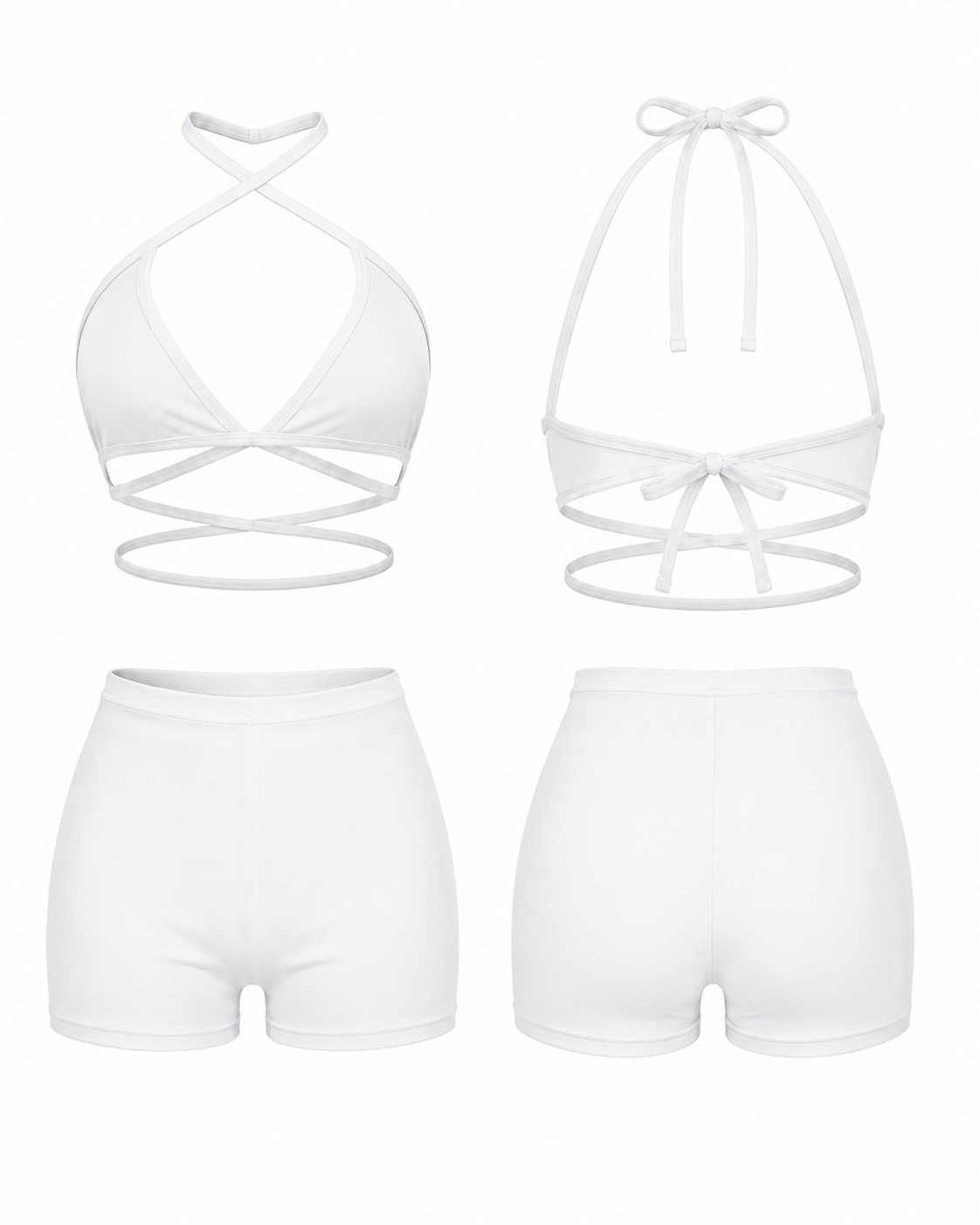 Ivory Escape Halter Wrap Short Set