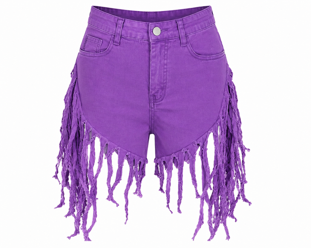 Purple Reign Fringe Shorts