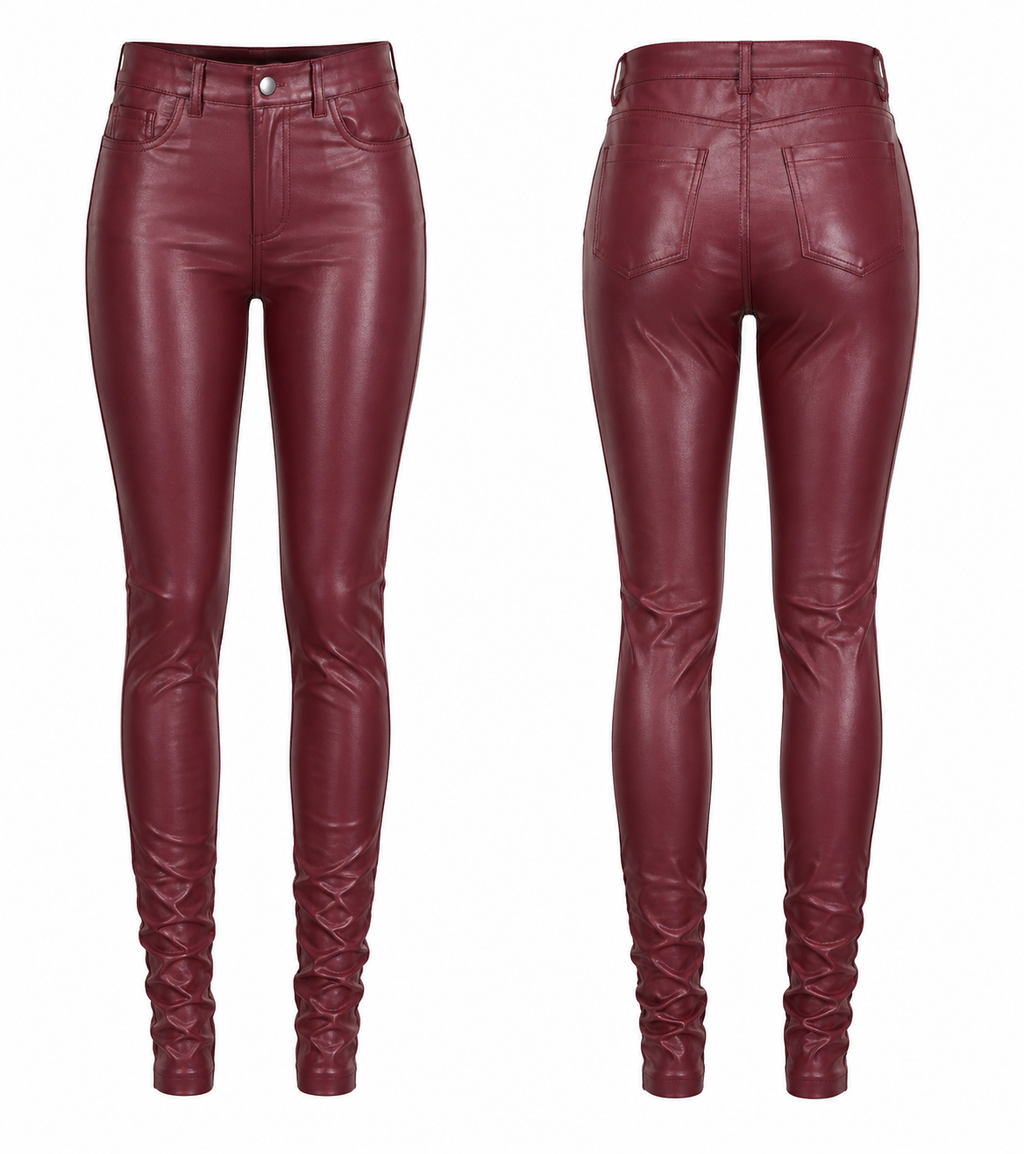 Burgundy Luxe Faux Leather Pants