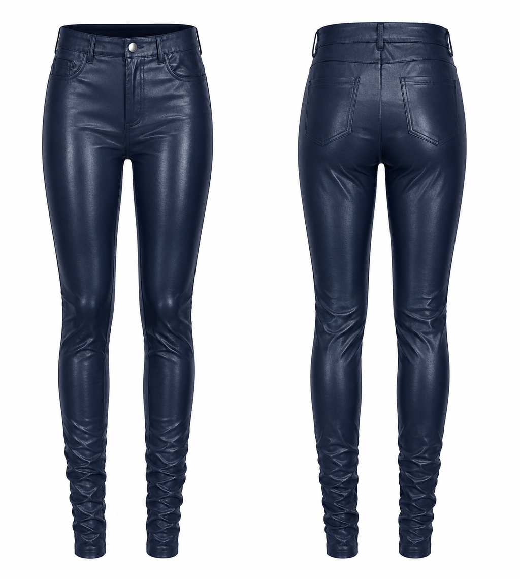 Navy Luxe Faux Leather Pants