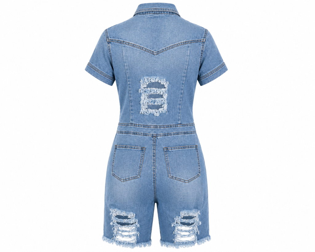 Distressed Denim Romper
