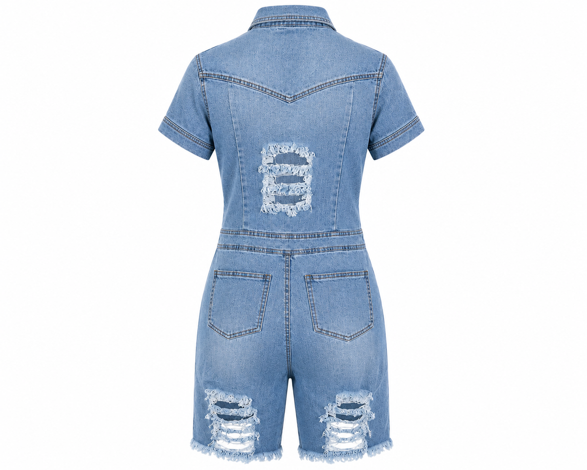 Distressed Denim Romper