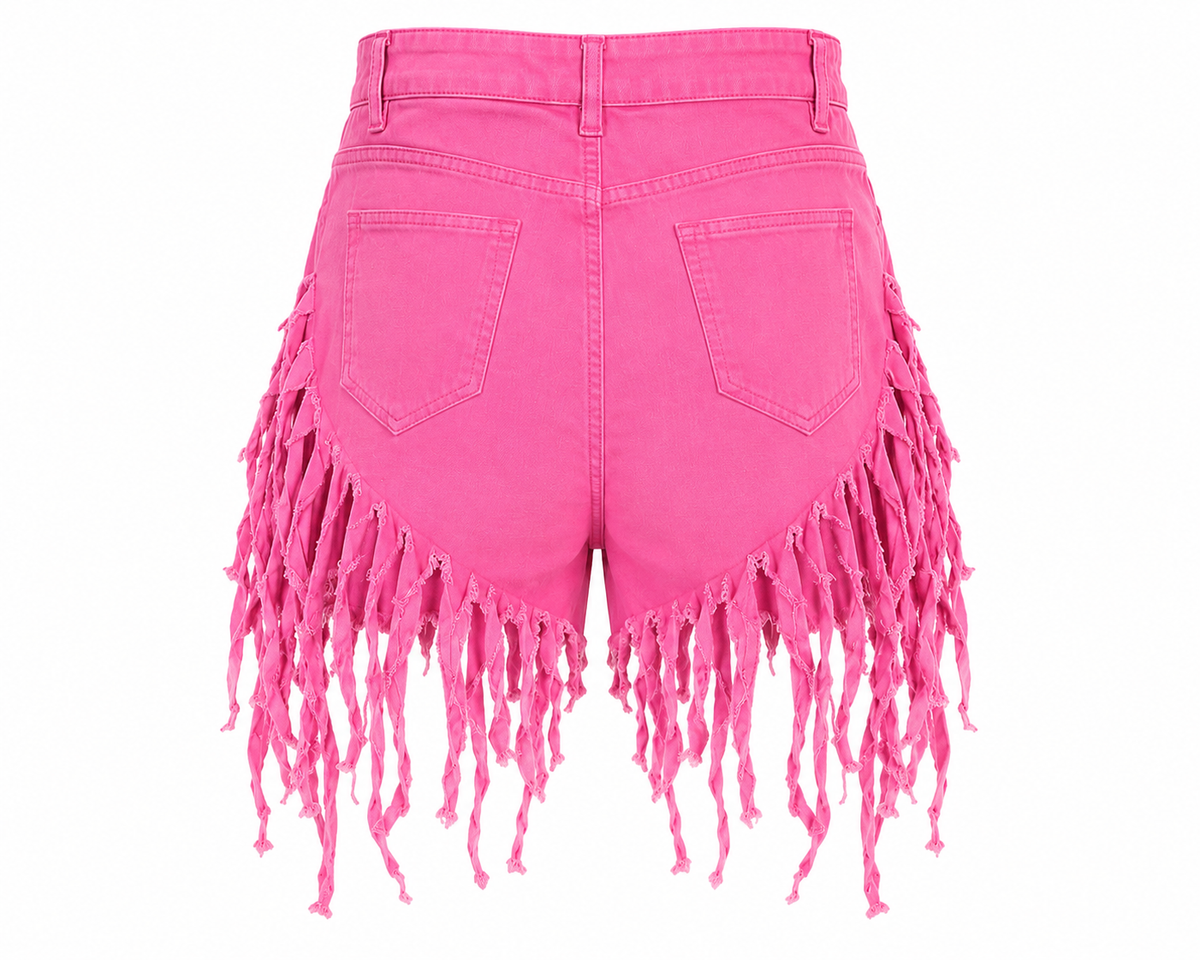 Pink Rebel Fringe Shorts